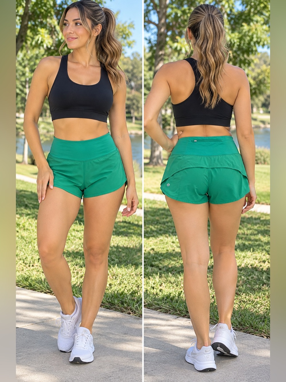 Lululemon Run Speed Shorts Green Size 6 Zip Pocket